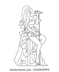 Vector illustration of Kpop fashion stage. Korean idol performing. K-pop female fashion idol. the female singer who was singing was wearing beautiful clothes. beautiful female model