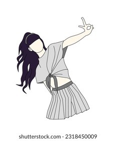 Vector illustration of Kpop fashion stage. Korean idol performing. K-pop female fashion idol. the female singer who was singing was wearing beautiful clothes. beautiful female model