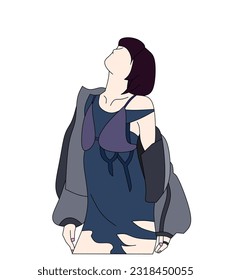 Vector illustration of Kpop fashion stage. Korean idol performing. K-pop female fashion idol. the female singer who was singing was wearing beautiful clothes. beautiful female model