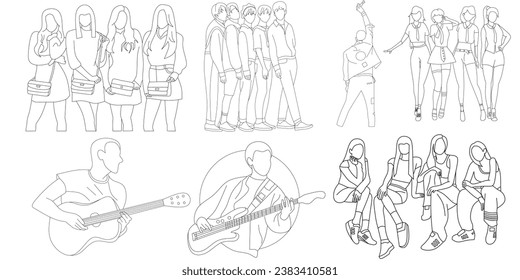 Vector illustration of Kpop fashion stage. Performance of group Korean idols. K-pop female fashion idol. the female singer who was singing was wearing beautiful clothes. beautiful female model