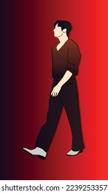 Vector illustration of Kpop street fashion. Korean street idol. Kpop male fashion idol. A famous man in highlighted casual clothes. colored line art image eps.10.