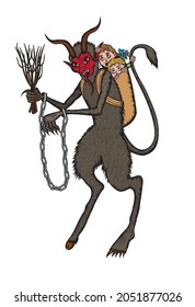Vector illustration of Krampus isolated on white background