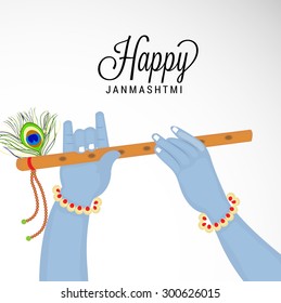 Vector illustration of a Krishna Hand Holding a Flute for Happy Janmashtmi.