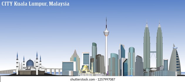 Vector illustration of Kuala Lumpur city structure. Malaysia