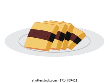 Vector illustration of "Kue Lapis Surabaya" (lit. meaning: Surabaya style layer cake), traditional cake from the city of Surabaya, East Java, Indonesia.