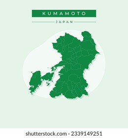 Vector de ilustración del mapa de Kumamoto en japón