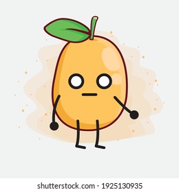 Vector Illustration of Kumquat Fruit Character with cute face, simple hands and leg line art on Isolated Background. Flat cartoon doodle style.