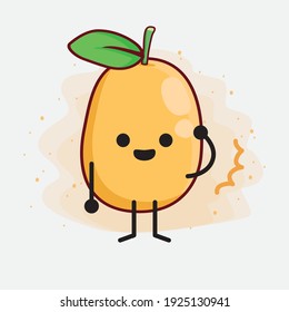Vector Illustration of Kumquat Fruit Character with cute face, simple hands and leg line art on Isolated Background. Flat cartoon doodle style.