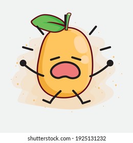 Vector Illustration of Kumquat Fruit Character with cute face, simple hands and leg line art on Isolated Background. Flat cartoon doodle style.