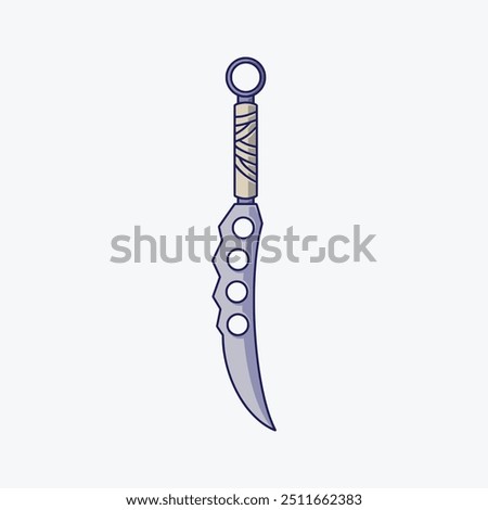 Vector illustration of kunai knife ninja weapon, isolated on white background.