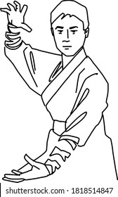 the vector illustration of the kungfu Martial art fighter 