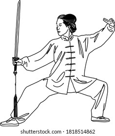 the vector illustration of the kungfu Martial art fighter 