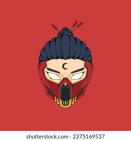 vector illustration of a kunoichi face with a mask. can be used as a t-shirt design, logo, etc