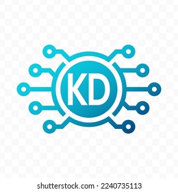 Vektorgrafik von kuwait dinar digitalen Währung Symbol in blauer Farbe und transparentem Hintergrund (PNG).
