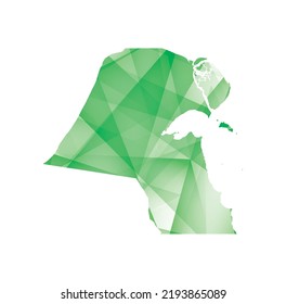 Vektorgrafik von Kuwait-Karte mit grünen, geometrischen Formen