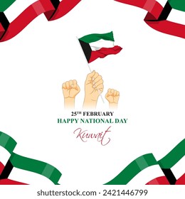 Vector illustration of Kuwait National Day social media feed template