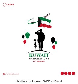 Vector illustration of Kuwait National Day social media feed template