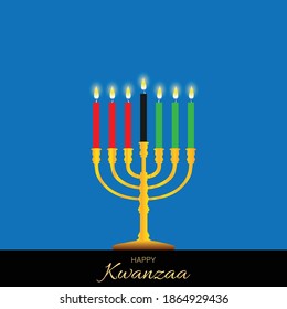 Vector Illustration for Kwanzaa. Template with seven realistic candles. Traditional african american ethnic holiday design concept