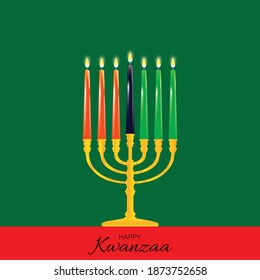 Vector Illustration for Kwanzaa. Template with seven realistic candles. Traditional african american ethnic holiday design concept