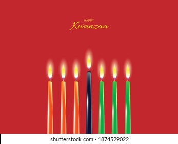 Vector Illustration for Kwanzaa. Template with seven realistic candles. Traditional african american ethnic holiday design concept