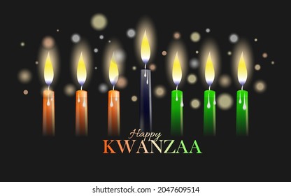 Vector Illustration for Kwanzaa. Template with seven realistic candles. Traditional african american ethnic holiday design concept