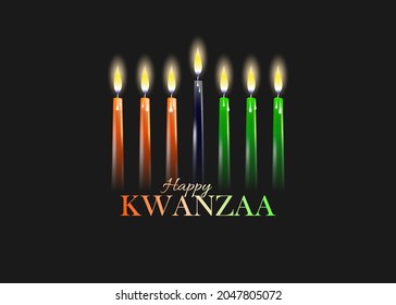 Vector Illustration for Kwanzaa. Template with seven realistic candles. Traditional african american ethnic holiday design concept