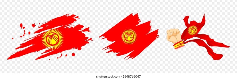 Ilustración vectorial de la bandera de Kirguistán sobre fondo transparente