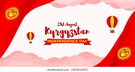 Vector illustration of Kyrgyzstan Independence Day social media story feed mockup template