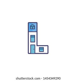 Vector Illustration of L House Letter. L Letter Design Home Facade.