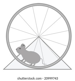 Vector illustration of a lab rat in a wheel