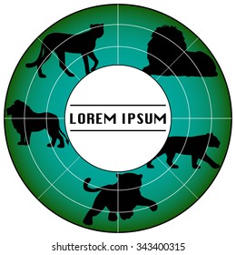 Vector illustration of the label with black silhouettes of predators