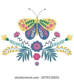 Vektorillustration von Label mit Schmetterling.