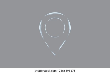 Vector illustration of a label for a card. The navigator checks the map. Map location, vector icon on gray background