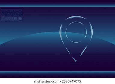 Vector illustration of a label for a card. The navigator checks the map. Map location, vector icon on gray background