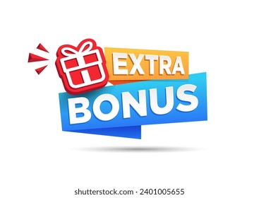 Vector Illustration Label Extra Bonus. Web Banner Element. Business and customer service, online shop, help, new offer, announcement, customer information