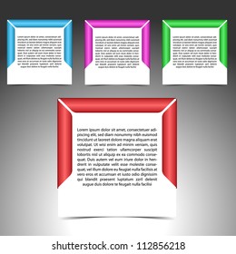 Vector illustration of label with frame and shadow. Layered document