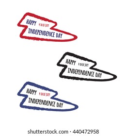 Vector illustration of label Independence day of the United States, 4th of July greeting card with hand drawn lettering typography isolated.