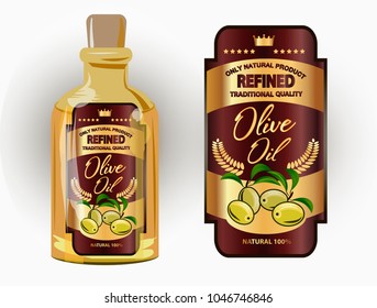 vector illustration of a label of olive oil.