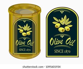 vector illustration of a label of olive oil.