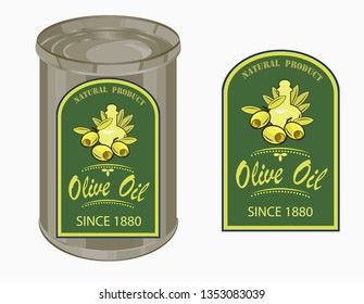 vector illustration of a label of olive oil.