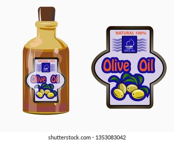 vector illustration of a label of olive oil.