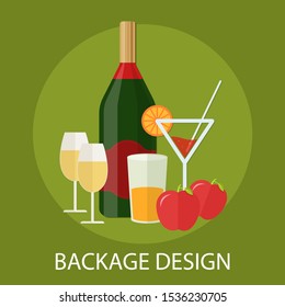 Vector illustration of label & packaging concept with "packaging design" branding and package icon.