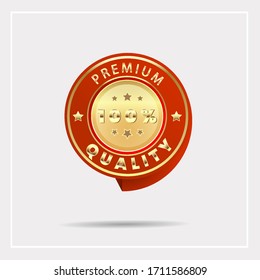 Vector Illustration Label Premium Quality. Golden Premium Quality Badge
