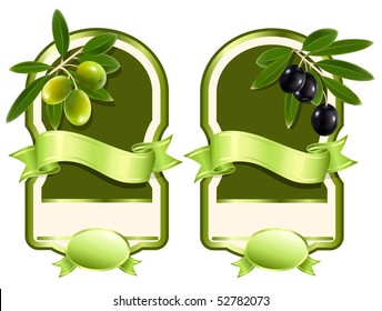 Vector illustration. Label for product. Olive oil.