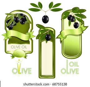 Vector illustration. Label for product. Olive oil.