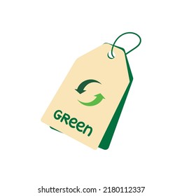 Ilustración vectorial, etiqueta con signo de reciclado e inscripción ecológica, elemento aislado. Protección ambiental y ecología, amigabilidad ambiental, sostenibilidad.