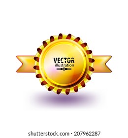 vector illustration, label with ribbons.