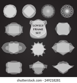 Vector Illustration of Label Set for Design, Website, Background, Banner. Silhouette Frame Retro Template. Element for your vintage Insignia on Blackboard