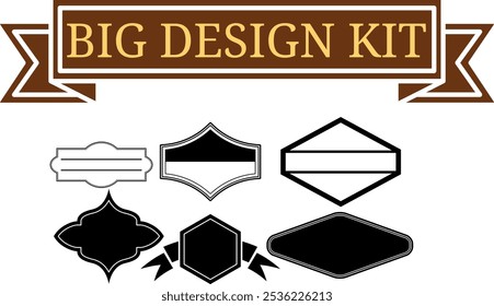 Vector Illustration of Label Set for Design, Website, Background, Banner, shield. Silhouette Frame Retro Template. Element for your vintage Insignia on Blackboard