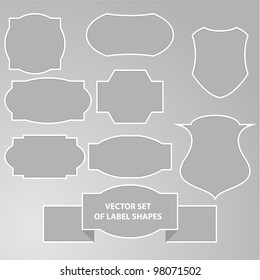 Vector illustration of label shapes in grey color. Background in separate layer